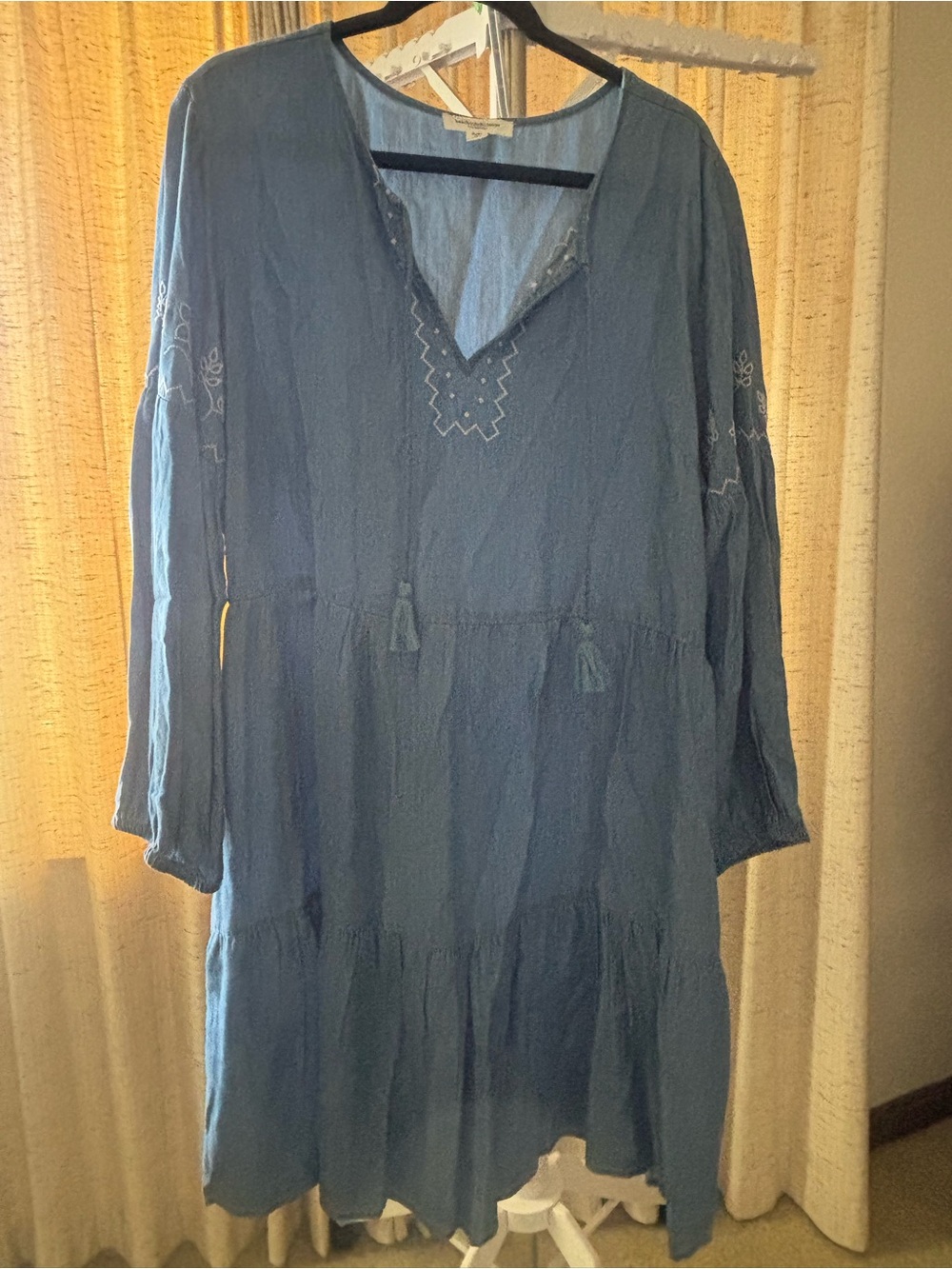 beachlunchlounge Light Blue Embroidered V-Neck Tunic